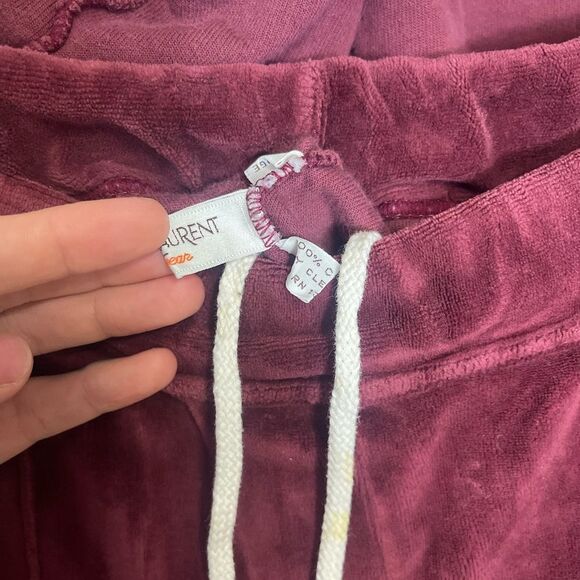 Vintage 70's Yves Saint Laurent YSL Maroon Velour Tracksuit Leisure Size Large - Picture 11 of 16